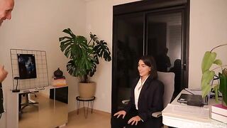The employee's tongue is useful for her boss in this steamy scene