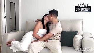 A pretty girl is full of sperm after a passionate sex session
