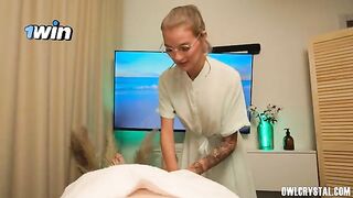A massage session turns into a steamy encounter with a seductive nurse