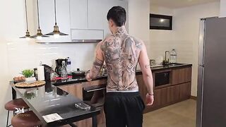 The coffee got cold while the busty MILF finished up