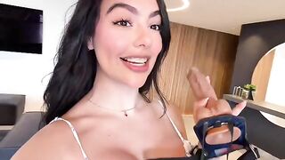 The girl is in heaven with a strap-on in her hands