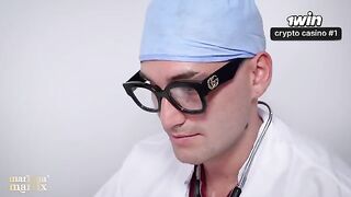 Two women have a rough threesome sex session with a doctor at the hospital