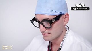 Two women have a rough threesome sex session with a doctor at the hospital