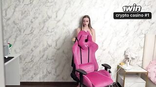 A girl jumped eagerly as if she wanted to ride forever
