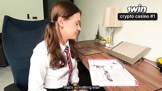 The girl is doing her homework with her stepbrother