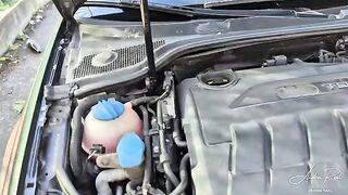 A perfect floozie is having fun with a stranger on the road