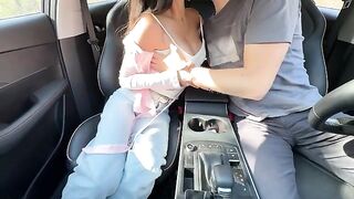 The Japanese schoolgirl got fucked hard in the back seat