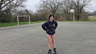 A girl has sex with her neighbor in the forest