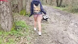 A girl has sex with her neighbor in the forest