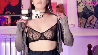 Babe caressed herself with a mirror, embodying alternative allure