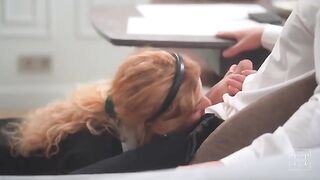 The cute girl has a rough sex with her boss at home