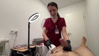 Hot nurse performs epilation before giving a blowjob