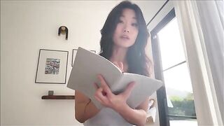 Petite Asian step sister shares bed for family therapy