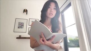Petite Asian step sister shares bed for family therapy