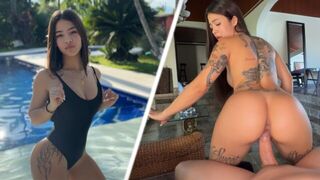 Petite teen girl fucked in the pool by her neighbor in HD