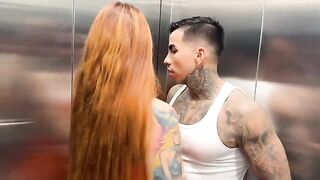 A busty Latina gets fucked hard and fast in the elevator by her neighbor