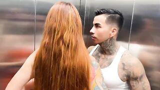A busty Latina gets fucked hard and fast in the elevator by her neighbor