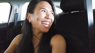 She jumps so hard that her chest does the jive in this steamy vlog