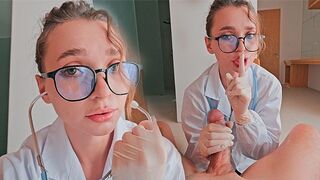 The girl was distracted from blowjob, so the guy slapped her face with spunk