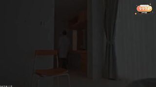 The girl was distracted from blowjob, so the guy slapped her face with spunk