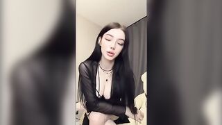 The girl plays a mistress, ordering her guy around in a kinky JOI scene