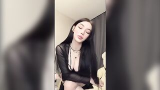 The girl plays a mistress, ordering her guy around in a kinky JOI scene