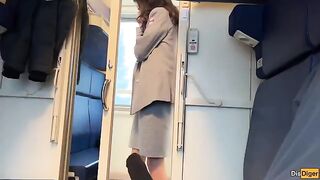 A passenger was lucky to fuck the hot train stewardess in a steamy encounter