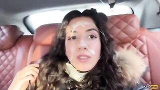Babe covered in cum, shining like fireworks on her face in HD