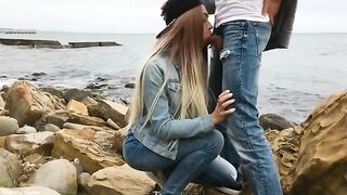 A hot blonde girl with a skillful tongue, Veronika Charm, in outdoor action