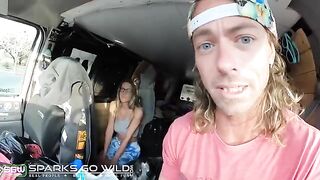 The cunning girl sneaks sex in public places to please her fans
