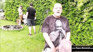 Cock sucker blows guy in the woods - German Amateur