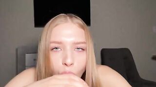 Barbie loves sucking long and big cocks, getting cum on her face in a messy finish