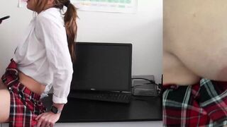 A girl was masturbating when she was caught by her teacher, played by Samantha Flair