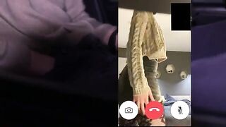 Husband watches his cheating wife getting fucked on video call