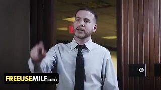 Submissive big tits MILFs get banged by the boss on his desk