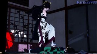 Tanjiro Kamado fucked Daki hard in a Japanese room