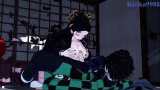 Tanjiro Kamado fucked Daki hard in a Japanese room