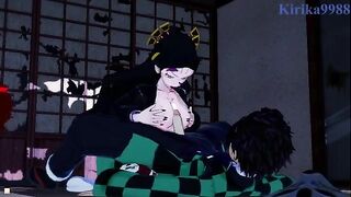 Tanjiro Kamado fucked Daki hard in a Japanese room