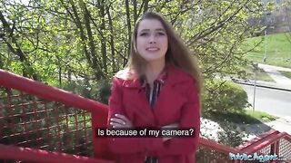 A nervous woman gets fucked through a gloryhole for cash in a steamy Public Agent scene