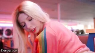A pretty little girl named Kenzie has sex in public places, breaking the rules