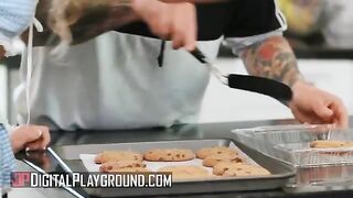 A hot cookie-baking scene with Khloe Kapri and Small Hands, full of steamy action