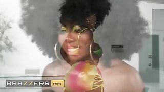 Ebony Mystique shares her skin care routine with her fans, ending with a threesome