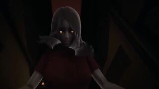 Red eyes Alma in cowgirl pose, giving you an orgasm